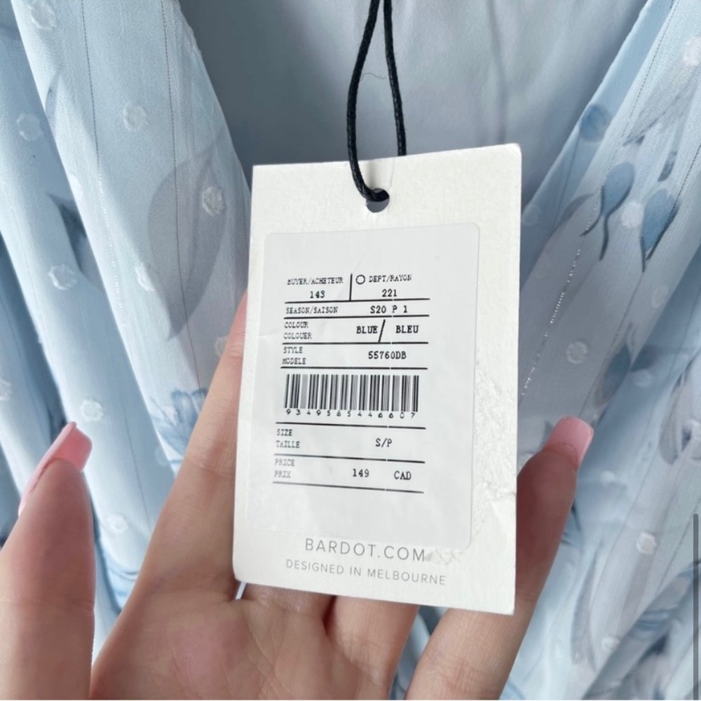 BARDOT | NWT Malina Dress in Blue Lily Print Size Small - Picture 8 of 9